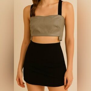 Zara‎ Beige Bustier Corset Top Minimalist Contrast Straps Neutralcore Y2K Size M